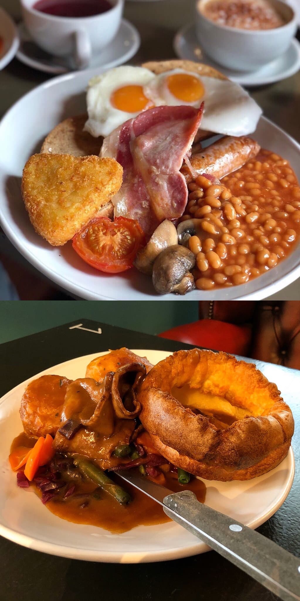 Ju Ju’s Cafe breakfast and Sunday roast plates